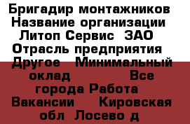 Бригадир монтажников › Название организации ­ Литоп-Сервис, ЗАО › Отрасль предприятия ­ Другое › Минимальный оклад ­ 23 000 - Все города Работа » Вакансии   . Кировская обл.,Лосево д.